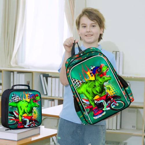Image of UFNDC 3PCS Boys Backpack,16 inchKids Dinosaur Bookbag with Lunch Box, School Bag for Elementary Toddler