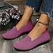 Women's Knitted Flat Shoes Slip On Casual Breathable Mesh Walking Shoes Fashion Round Toe Shoe Lightweight Loafers Flats Comfortable Non Slip Footwear Purple