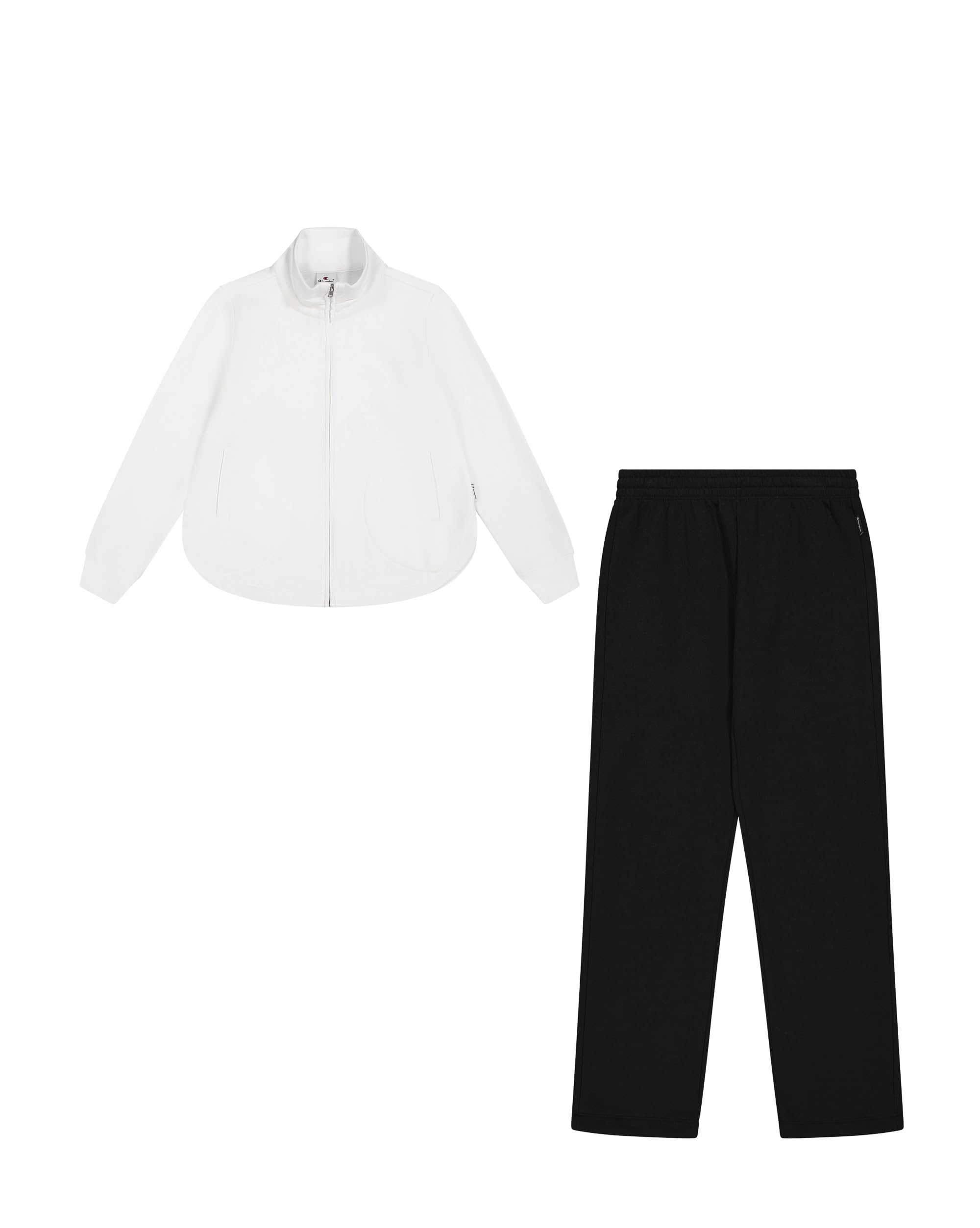 Champion Legacy Script Shop Easy W (117523) - Soft Compact Powerblend Fleece High-neck Tracksuit, Marshmallow/Black (STR/NBK), S Women FW24, Marshmallow/Black (Str/Nbk), S