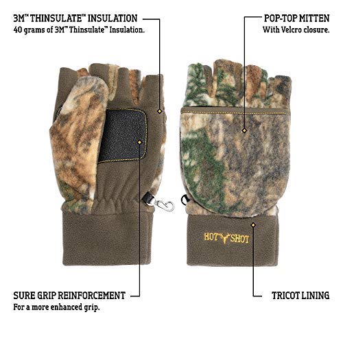 Hot Shot Men’s Camo Bulls-Eye Fleece Pop-Top Mittens – Realtree Edge Outdoor Hunting Camouflage #TOP1
