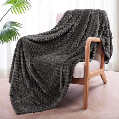Exclusivo Mezcla Fleece Throw Blanket for Couch Extra Large Fuzzy Grey Bed Blankets