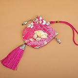 Bolsas de regalo de seda, 4 Uds. Bolsas vacías con cordón Multicolor for almacenamiento de joyas, accesorios Hanfu regalo(Rose Red)
