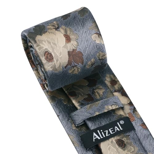Image of Alizeal Mens 3.15'' Colorful Flower Pattern and handkerchief Necktie Set