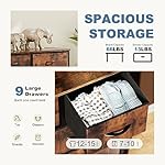 DUMOS Dresser for Bedroom, Storage Organizer with 9 Drawers, Chest of Drawers with Fabric Bins, Sturdy Metal Frame, Wood Tabletop for Guest Room, Closet, Entryway, Nursery - Image 4