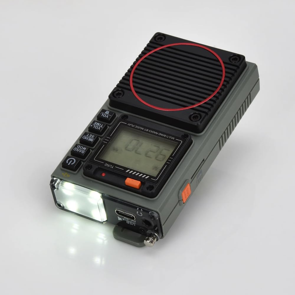 DollaTek FM VHF AM SW WB Band Radio App portatile di supporto per radio a onde corte Allarme SOS stereo per bassi remoto intelligente