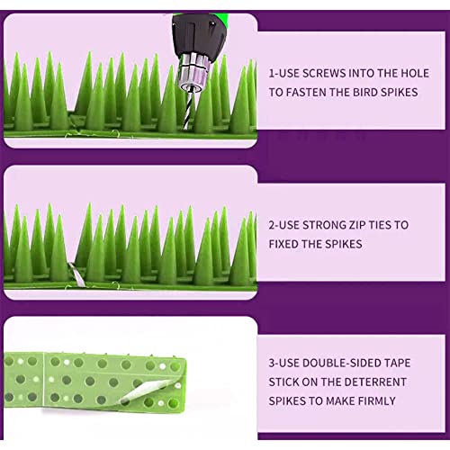 Image of Bird Spikes Pack of 40 Pigeon Control Spikes with (Installation Kit),Spikes for AC Balcony Railing Window Home Protection from Pigeon Dog Monkey Crow Kabootar (Green)