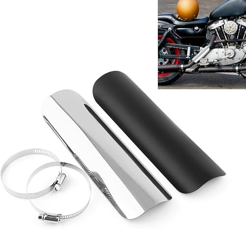 KSTE Osłona termiczna motocykla, osłona termiczna rury wydechowej, uniwersalna metalowa osłona prostej rury wydechowej tłumika do motocykli, chopperów, cruiserów z średnicą rury wydechowej 50mm-70mm