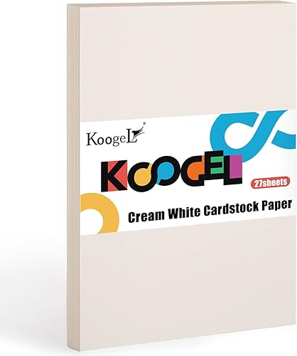 Koogel 27 hojas de cartulina A4 para manualidades, papel de cartulina marfil, crema y blanco, tarjeta para niños, manualidades, tarjetas, álbumes de