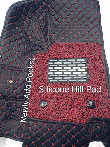 Image of Scorpio New 2022 7D Prime Mats with Boot Mats (Black with Red) +Free Scorpio N Car TPU Key Cover Worth Rs.390