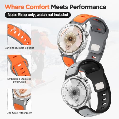 Image of 22mm Silicone Strap Compatible with Huawei Watch GT 6 Straps,GT 5 /4 /3 /2, Sport Strap for Watch 4 /3 46 mm,Compatible with Garmin Vivoactive 4 /Venu 3 Band,for Amaz-fits GTR 5 /4 /3 47mm