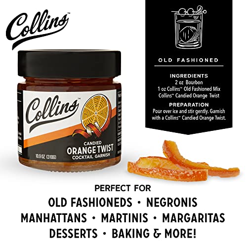 image for Collins Candied Fruit Orange Peel Twist in Syrup - Popular Cocktail Ga