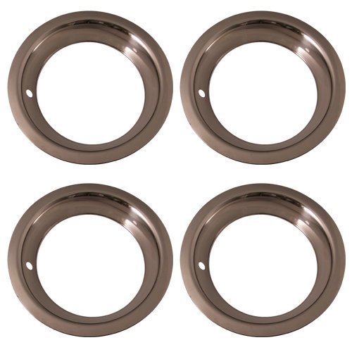 Set of 4 Stainless Steel 15 Inch Beauty Trim Rings with Metal Clip Retention System : 1515D3