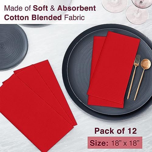 image for Ruvanti Cloth Napkins Set of 12, 18x18 Inches Napkins Cloth Washable, 