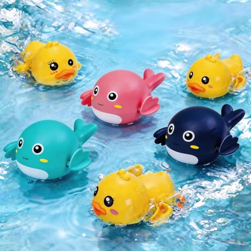 Baby Wasserspielzeug, 6 Stück Badewannenspielzeug für Kinder, Aufzieh-Badespielzeug, Uhrwerk Schwimmbad Spielzeug, Badetiere Wasserspielzeug für Kinder