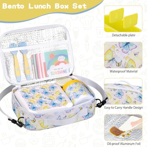 Image of wiwens Bento Lunch Box for Kids with 12oz Soup Thermo Leak-Proof Lunch Food Container with 5 Compartment Thermo Hot Food Jar and Insulated Lunch Bag for Kid Toddler Girls Boys to School