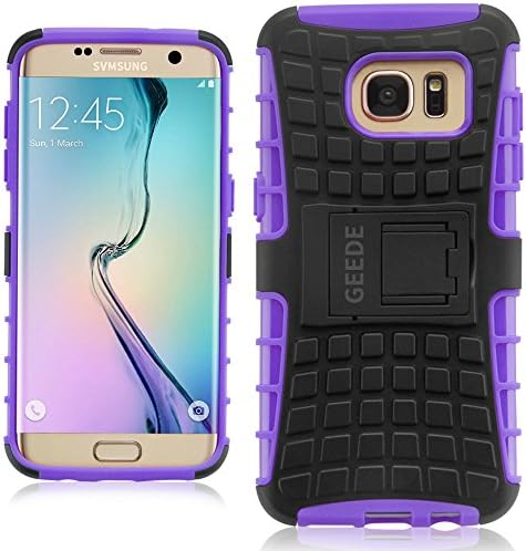 Galaxy s7 Edge Case, GEEDE Slim Fit Shockproof Galaxy s7 Edge Protective Case [Soft TPU Bumper][Hard PC Back] Dual Layer Armor Rubber Cover Case for Samsung Galaxy s7 Edge 5.5 inch (Purple)