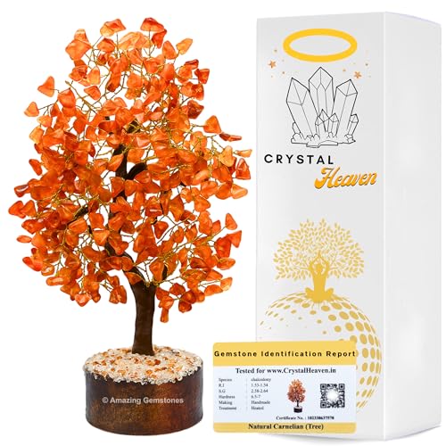 Image of Certified Carnelian Crystal Tree for Good Luck - Healing Crystals Money Tree for Wealth, Positive Energy at Home Office - Decorative Spiritual Gifts for Vastu, House Warming