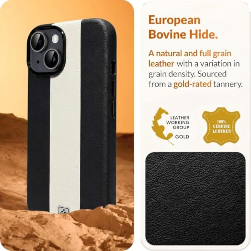 Image of DIZORO Leather Case for iPhone 15, Men Women Luxury Elegant Slim Business PU Cover Soft Non-Slip Grip Shockproof Anti-Scratch Protective Back Cover Black White
