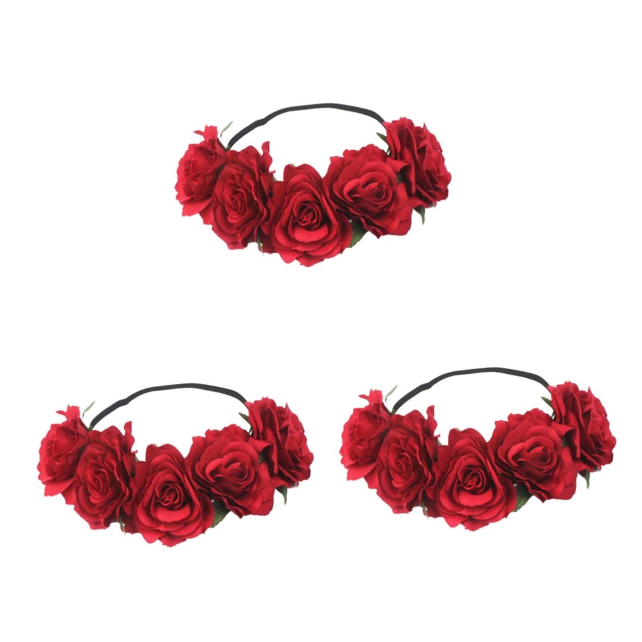 Ipetboom 3piezas Diadema Floral De Rosa Diseño Elegante Para Bodas y Fiestas Adorno Para Fotografía Tocado Para Eventos Rojo