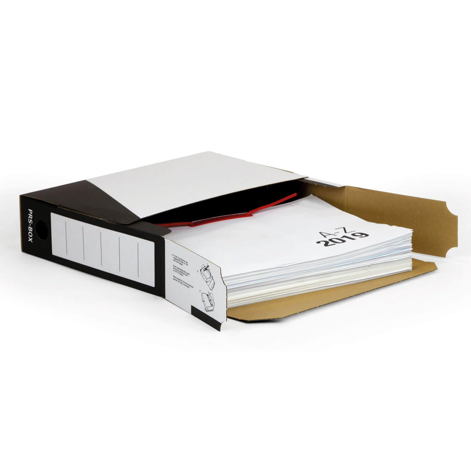 PRS Archivbox A80, Weiß/Schwarz, 80mm Rückenbreite, 20 Stück | Ablagebox, Archivcontainer, Dokumentenarchiv, ident zur PRESSEL Archivbox