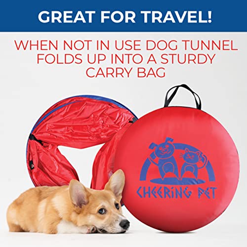 Dog Agility Tunnel, Two Tunnels Dual Options; Open Or Blind, Connected Or Separate, Dog Agility Training Equipment, Fun Dog Activities Large Size 14 Ft #TOP2
