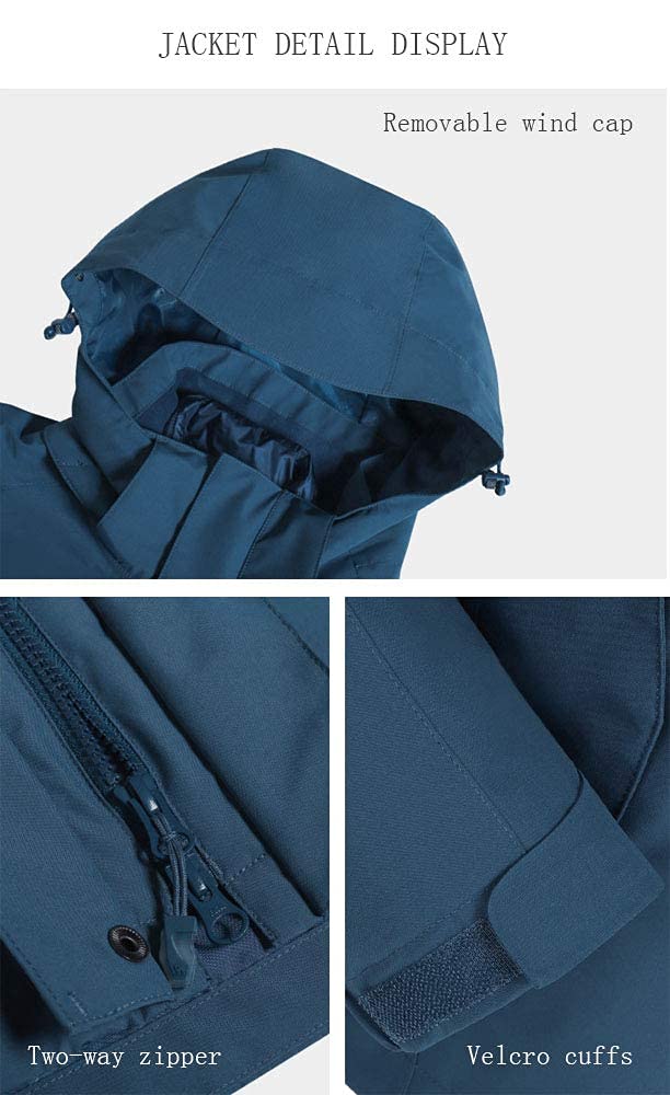 MU Hombres 3 en 1 Chaqueta de Esquí Impermeable Chaqueta de Snowboard de Montaña Abrigo de Nieve de Invierno con Espesas de la Chaqueta de Fondo Antiestático/Black/S