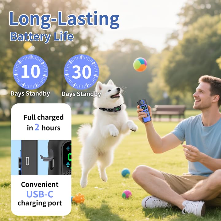 BUKEWIT Anti-Bell-Halsband für Hunde, Trainingshalsband mit Fernbedienung, 3 Trainingsmodi, Sound/Vibration/Piepton, wiederaufladbares E-Halsband mit 1200 m Reichweite, Bell-Halsbänder für große