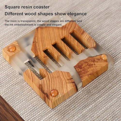 Set di 6 sottobicchieri in legno, con supporto, sottobicchieri antiscivolo, multifunzionali, in legno, per casa e ufficio