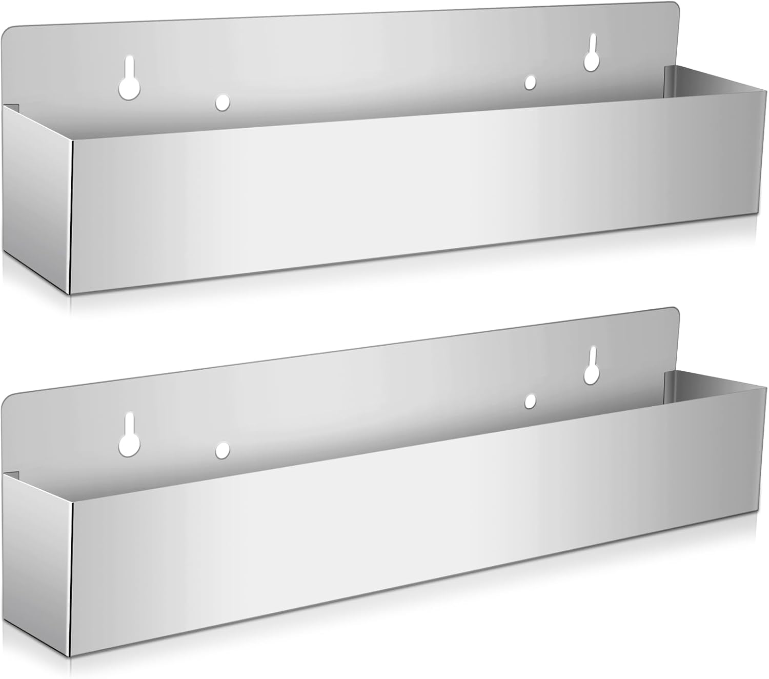 Tanlade 2 Pieces 22 Inch Single Speed Rail Stainless Steel Liquor Bottle Holder Wall Mounted Spray Bottle Rack Drink Rail Shelf for Bars, Silver