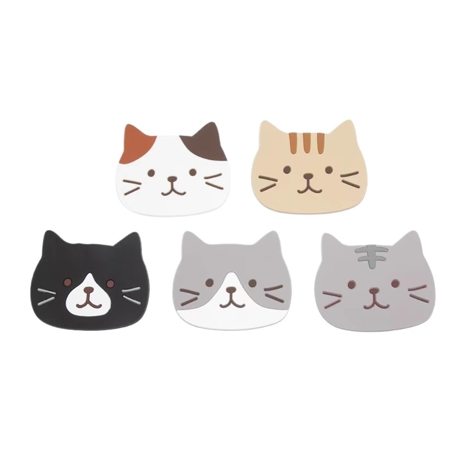 5pcs Cat Silicone Cup Coaster Mat Waterproof Heat Resistant Table Placemats