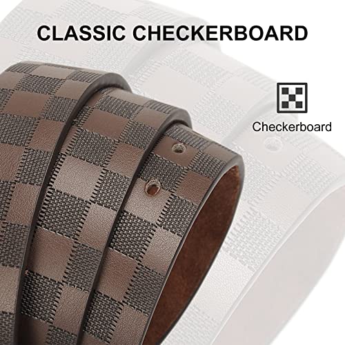 Mens Leather Belt Checkerboard Embossed Pin Buckle Genuine Leather Adjustable Wide Belt For Jeans Pants Suits3