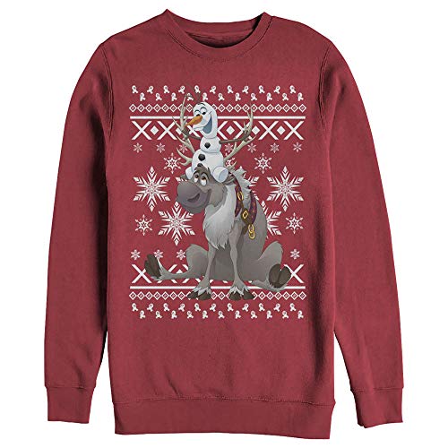 Fifth Sun Disney Frozen Sven and Olaf Friends Mens Pullover Crew Fleece