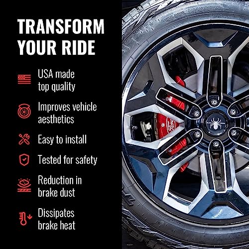 Image of MGP Caliper Covers - Brake Caliper Covers Compatible with 2018+ GMC Sierra 1500 (Requires 18 inch+ Wheels) Powder-Coated Finish, 4 PCS Front and Rear (Stars and Stripes)