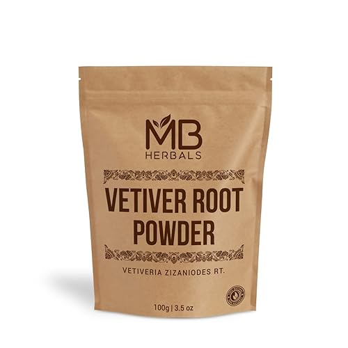 MB Herbals Vetiver Polvo 100 gramos (3.5 oz)  Khus  Vetiveria Zizanioides  Para paquetes faciales