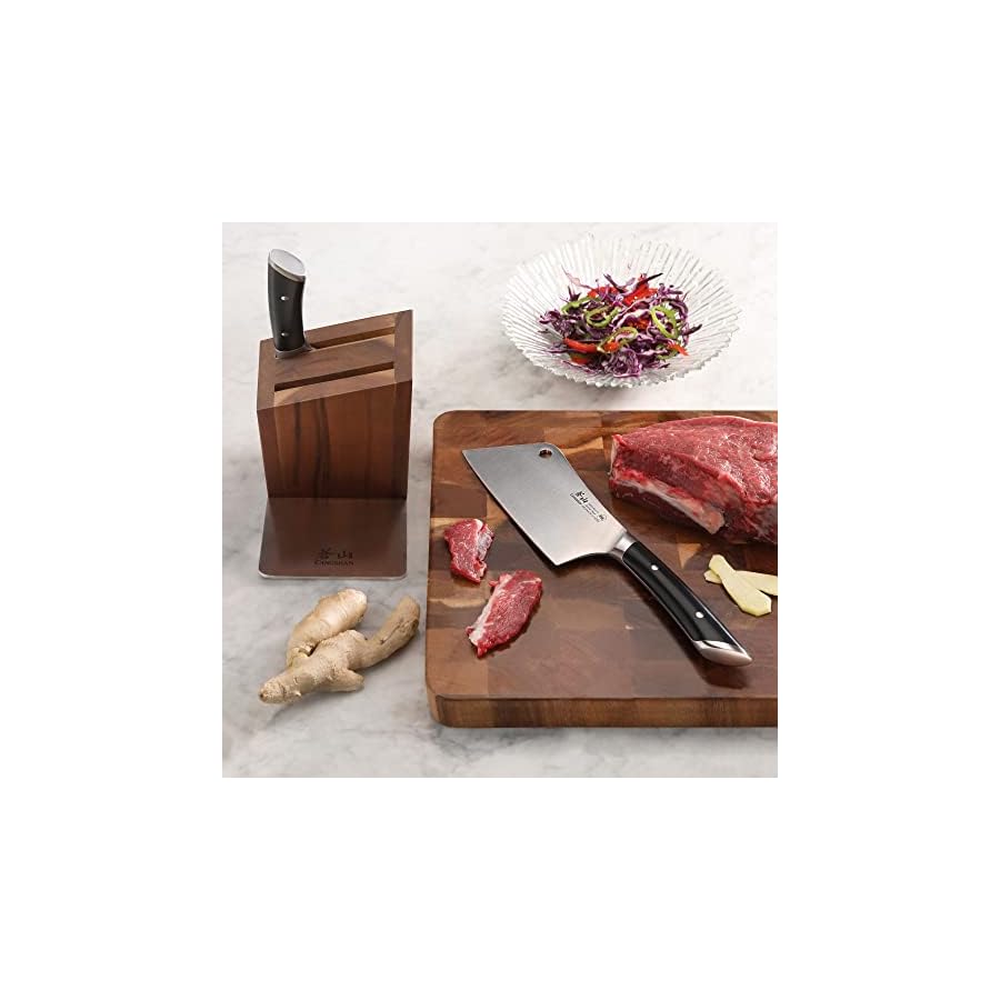 Cangshan HELENA Series German Steel Forged Cleaver Knife Block Set (3-Piece, Black)