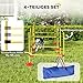 PawHut Agility Set Hunde, 4-teiliges Agility Ausrüstung mit höhenverstellbar Hürden Tragetasche Trainingszubehör, befüllbar Steckhürdenset für Hundetraining, Trainingsset für Hunde