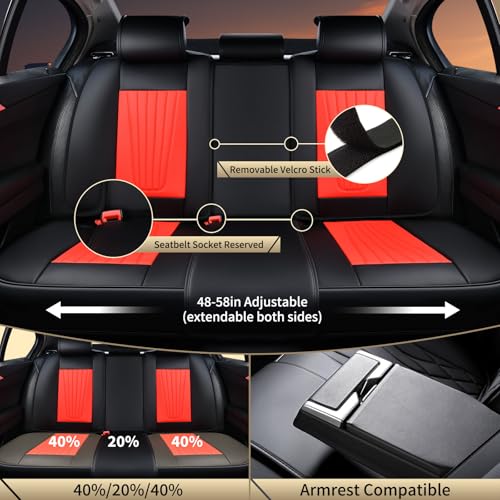 Image of FLORICH Car Seat Covers, Premium Leatherette Car Seat Covers Front Seats, Waterproof Leather Seat Protectors, Automotive Seat Protectors Universal Fit for Most Sedans Cars SUV Trucks, Black&Red