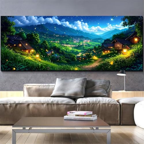 Diamond painting adulte grand format paysage 60x180cm Mefooge broderie diamant kit complet pour décoration