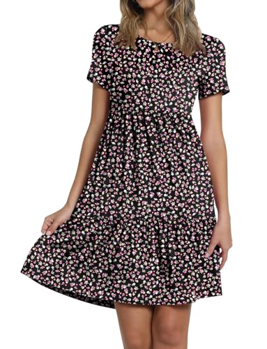 Image of TAOHUADAO 2026 Summer Dresses for Women Short Sleeve Ruffle Casual Sundress with Pockets