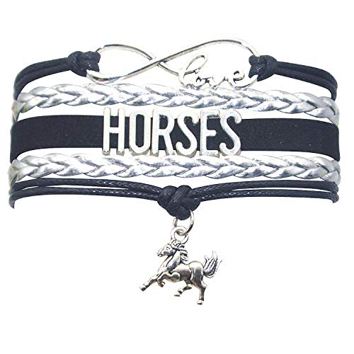 HHHbeauty Horse Jewelry Bracelet Infinity Love Wrap Bracelet For Women, Men, Riders, Horse Lovers, Horsemen (Black and Silver)