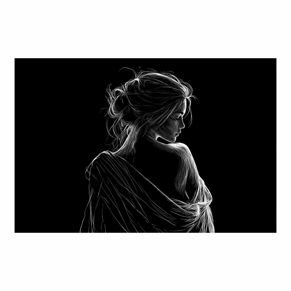 HOQIU Grey Wall Art Minimal Woman Sketch prints for walls, canvas wall art, for Living Room Bedroom Bathroom Home Office Wall Decoration(Multicolor)-60x80cm Unframed