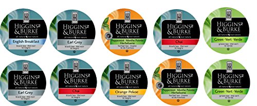 NEW! 10 Cup Higgins & Burke Loose Leaf TEA EcoCups. Recycle your cup! Kaziranga Chai Tea... Lush Berry Herbal Tea + by Custom Variety Pack