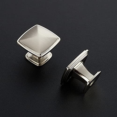 Image of Ravinte 5 Pack Brushed Nickel Kitchen Cabinet Square Knob Single Hole Cabinet Hardware for Dresser Drawer Cabinet Pulls Drawer Knobs Cabinet Knobs Contemporary Antique Rustic