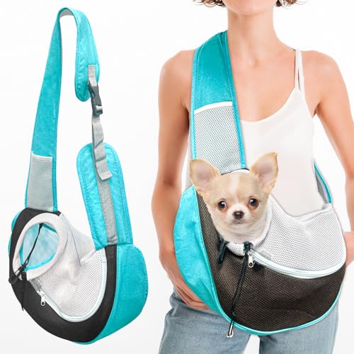 Marsupio Cane Taglia Piccola, Traspirante Marsupio per Cani di Piccola Taglia Portatile Borsa da Viaggio per Cani per Cane Gatto Fino a 5KG per Passeggiata Viaggio Ciclismo, 1 Pezzi