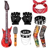 BSBUY Costumes de Punk Rock Accessoires, 10Pcs Kit de Gothique Rocker pour...