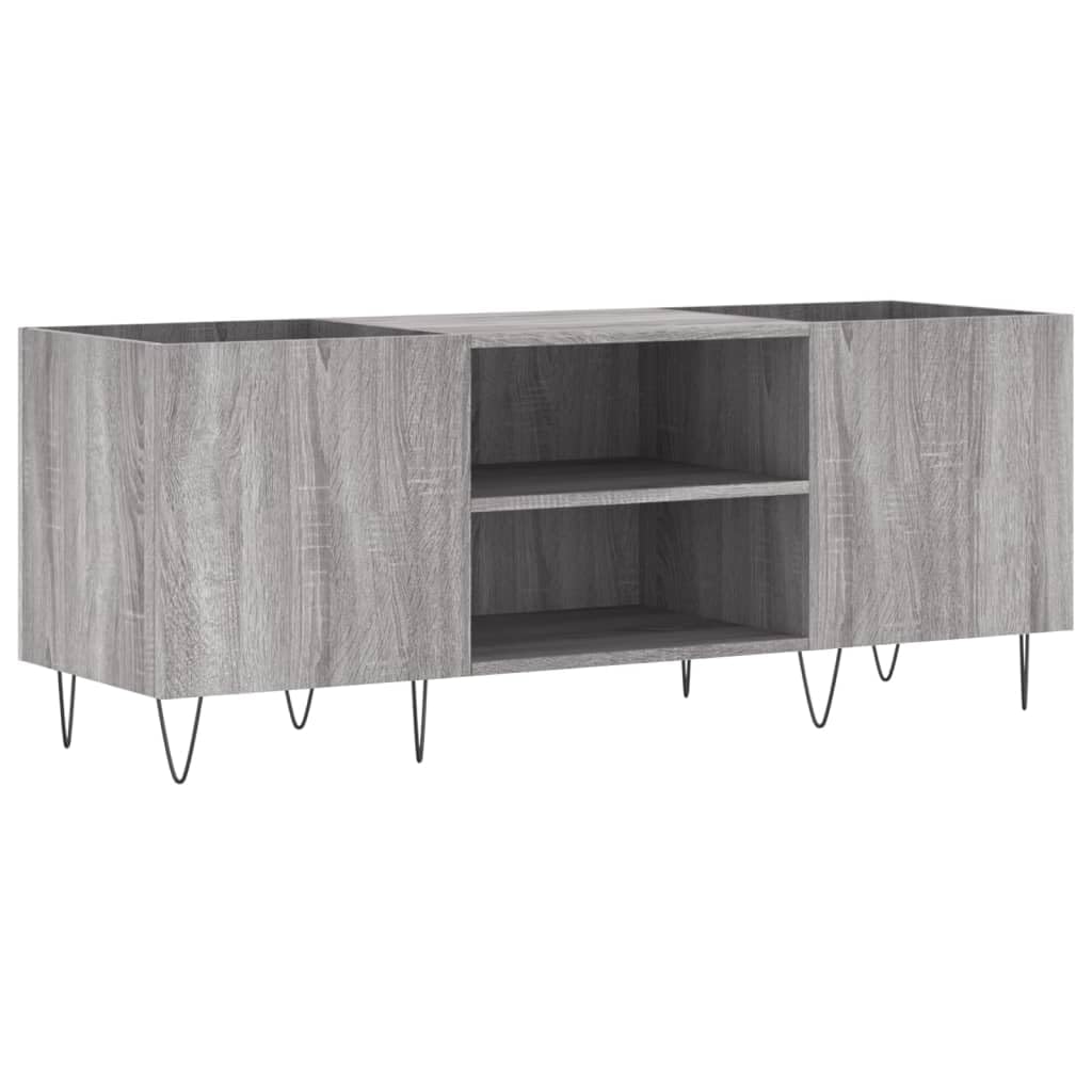 Armadio per dischi in vinile, stile retrò, con gambe in ferro, 121 x 38 x 48 cm, colore grigio Sonoma, per collezione musicale e giradischi