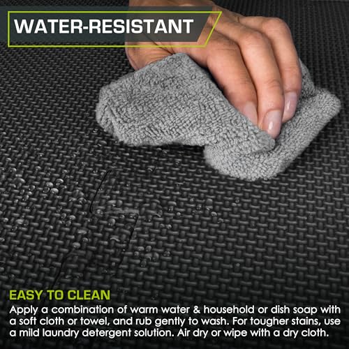 Image of ProsourceFit Weaved Pattern Extra Thick Exercise Puzzle Mat 1-inch, EVA Foam Interlocking Tiles for Protective, Cushioned Flooring for Home and Gym Equipment; Black, 48 SQ FT, 12 Tiles