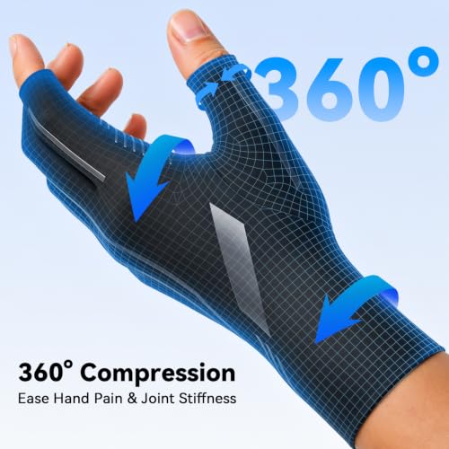 SOLOEVER Fingerless Compression Arthritis Gloves w/ Non-Slip Grip (XS-2XL) - image 2