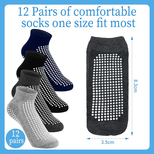 Cozypower 12 Pairs Double Sided Hospital Socks with Grips Fall Prevention Non Slip Yoga Pilates ankle Socks Unisex3