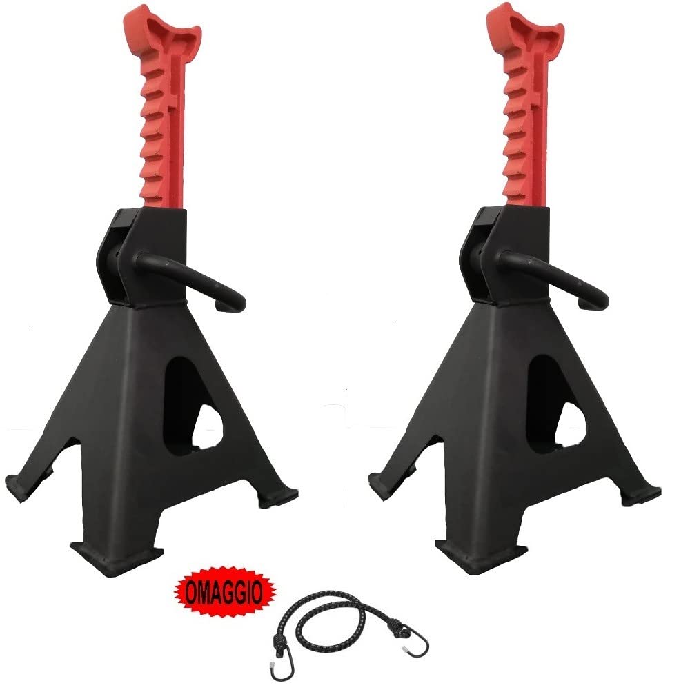 COMPATIBILE CON CHEVROLET COPPIA DI CRIC A CAVALLETTO PER SOSTEGNO AUTO-VEICOLI CON MECCANISMO A SCATTO E BASE SOLIDA CAPACITA' 2 TONNELLATE
